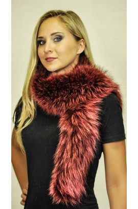 Red-cherry raccoon fur scarf